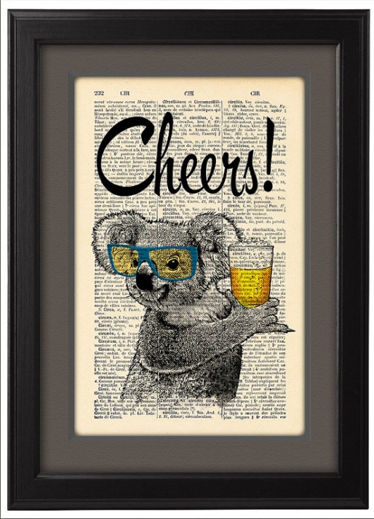 Plakat, grafika, ilustracja, koala i piwo nkcraftstudio