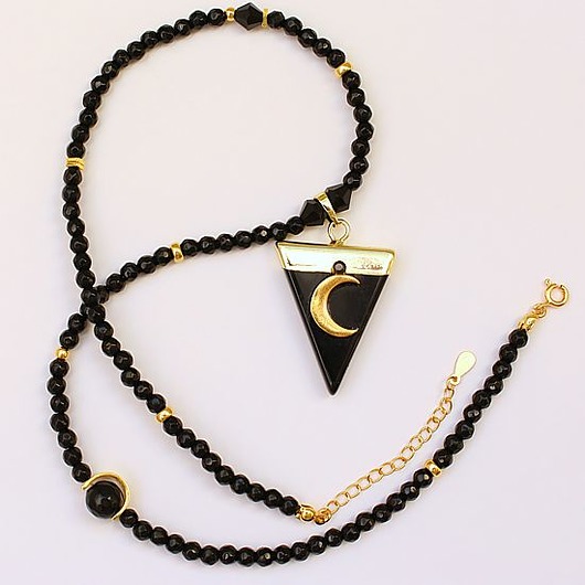 wisiory Onyks Spinel księżyc choker