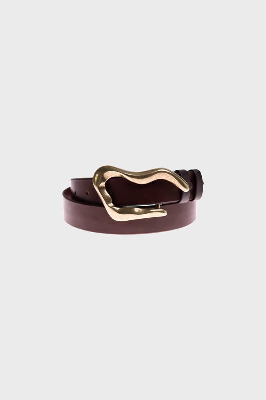 paski damskie Pasek FLOWING patinated gold brown leather