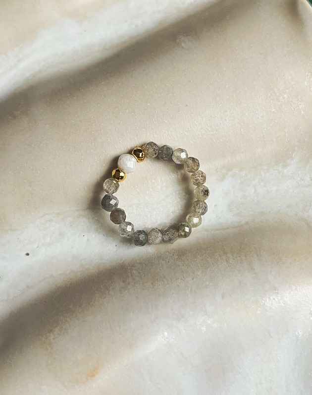 pierścionki elastyczne Pierścionek BLAIR kamień księżycowy labradoryt