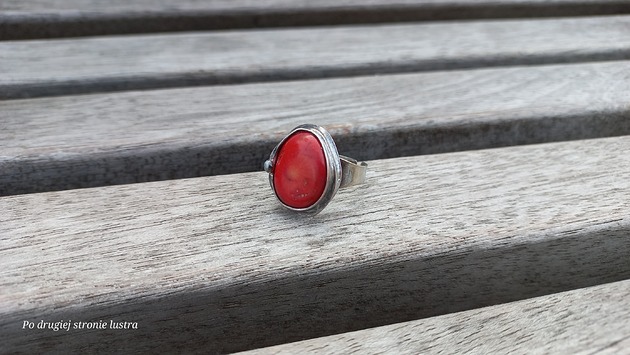 pierścionki - różne Red - pierścionek regulowany