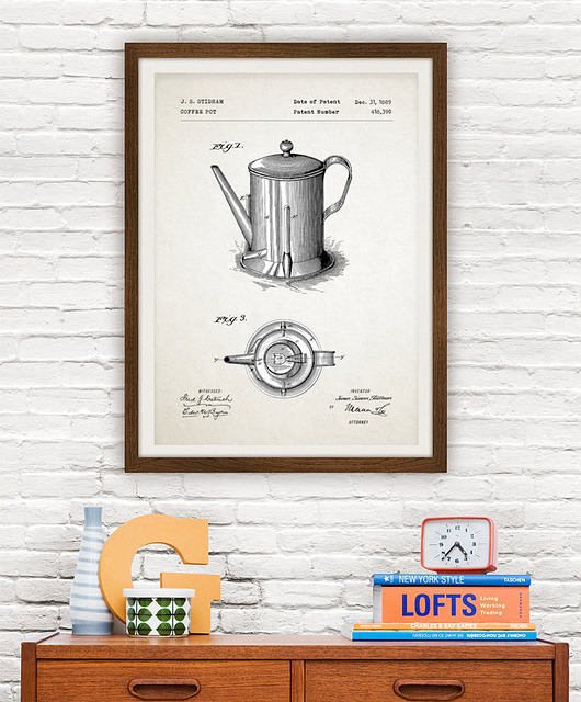 plakaty Dzbanek do kawy - patent - plakat 50x70 cm