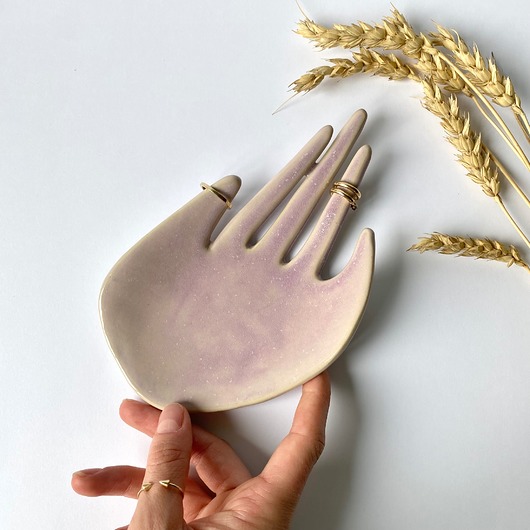 pojemniki na biżuterię Ceramiczna Dłoń Fiołek
