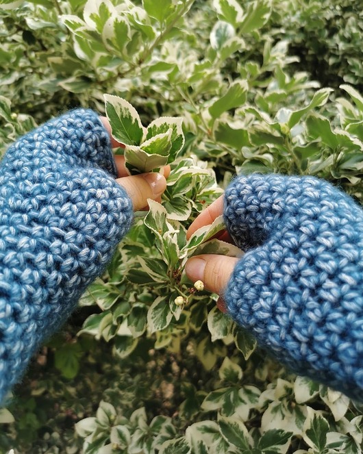 Mitenki bawełna merino COSY niebieskie sploteka