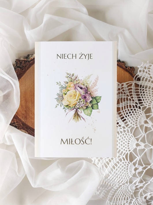 zaproszenia i kartki na ślub Kartka Ślubna: Niech Żyje Miłość