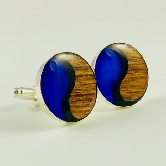 Spinki - Simply Yin Yang - Blue DROBINY CZASU