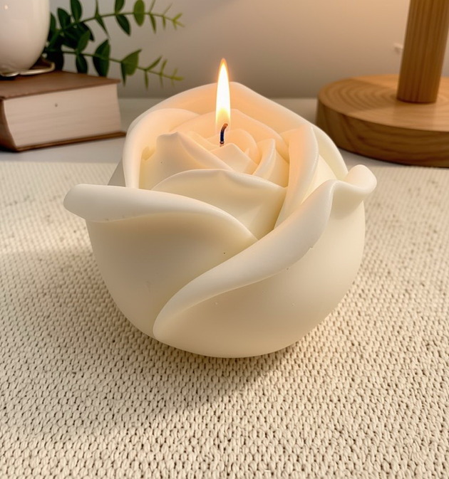 świeczniki i świece Świeca sojowa ekologiczna dekoracyjna "Rose" 100x95mm (duża)