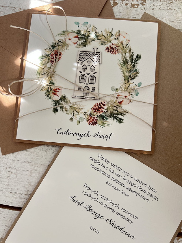 kartki świąteczne Wyjątkowa ręcznie robiona kartka świąteczna na Boże Narodzenie