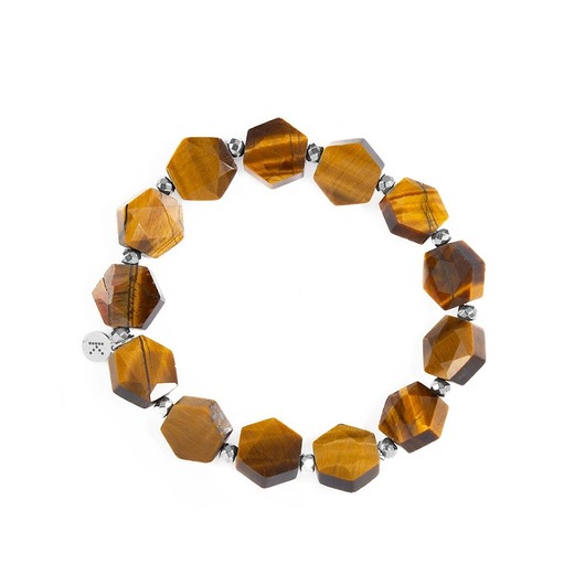 bransoletki z kamieni naturalnych Bransoletka o wyjątkowym kształcie Tygrysiego Oka - Wersja Srebrna