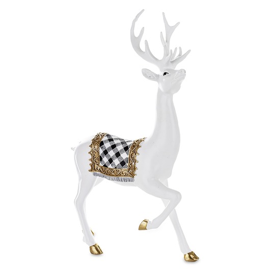 dekoracje świąteczne Figurka - spacer białego jelenia 46x28x14 cm BOLLERO