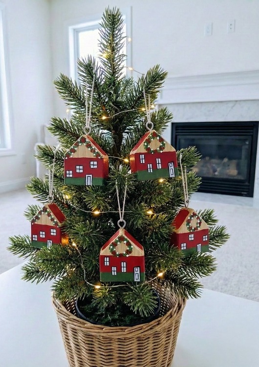 ozdoby choinkowe Zestaw domków bombek