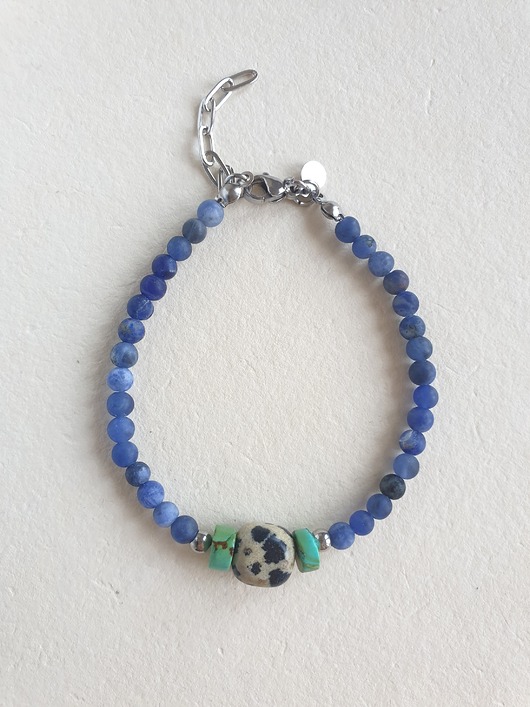 bransoletki z kamieni naturalnych Bransoletka ROOTS sodalit, turkus, jaspis dalmatyński