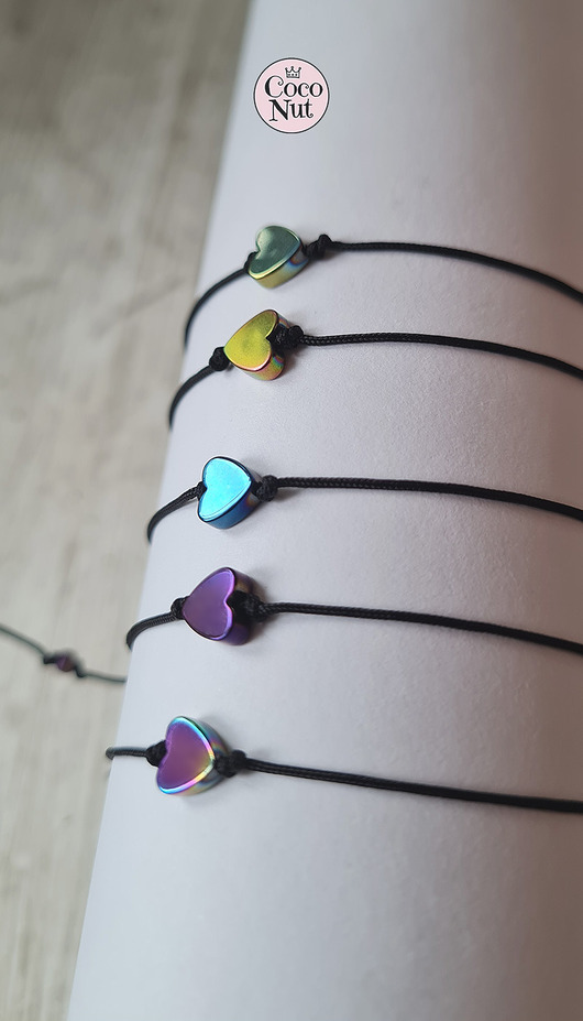 bransoletki na sznurku Bransoletka serduszko hematyt sznurek