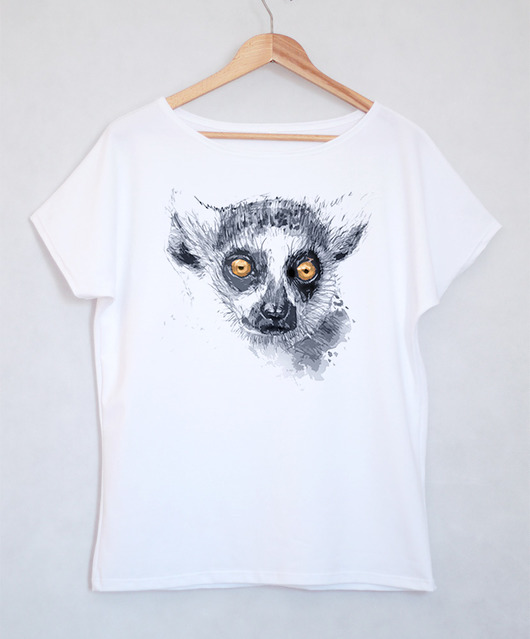 LEMUR koszulka bawełniana biała Gabriela Krawczyk