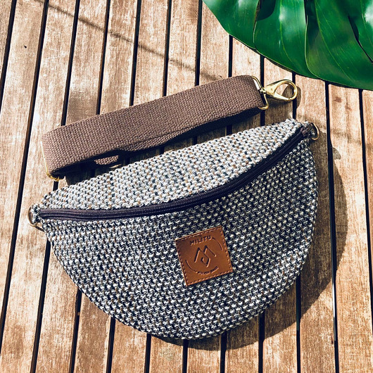 Nerka / torebka z plecionki tapicerskiej "Mili Belt Bag L" -szara Militu