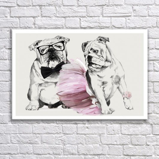 OBRAZ NA PŁÓTNIE -  100x70cm LOVE BULLDOG LUdesign gallery