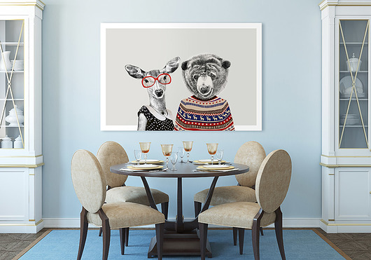 OBRAZ NA PŁÓTNIE -  120x80cm  ŁANIA i MIŚ LUdesign gallery
