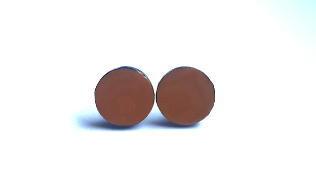 kolczyki drewniane Wkrętki musztardowe