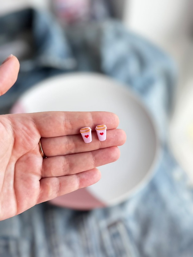 kolczyki z masy plastycznej Kolczyki sztyfty kubki kawy