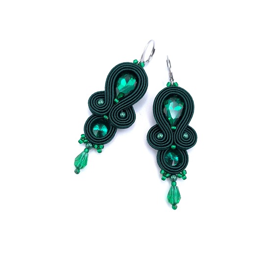 kolczyki soutache Anya kolczyki sutasz romantyczne małe lekkie zielone