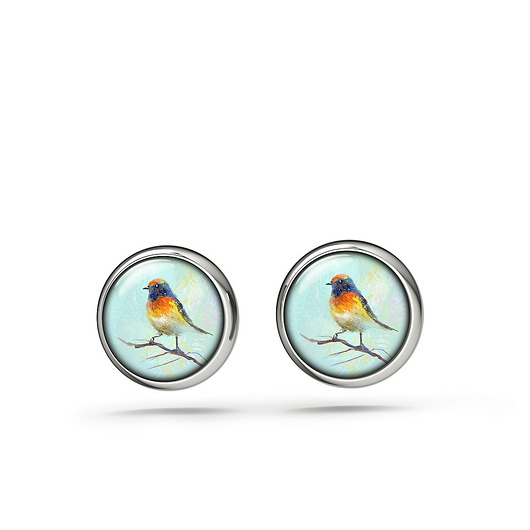 kolczyki szklane Kolczyki mini - Kolorowy ptak - sztyfty