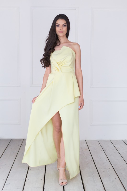 sukienki maxi damskie Sukienka "Laura" - cytrynowa maxi