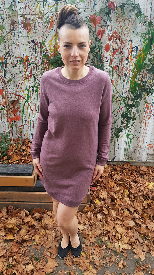 sukienki midi damskie SLOGAN Rose plum melange sukienka damska