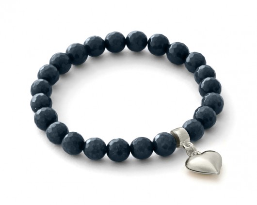 Navy blue jade with heart pendant. Lavoga