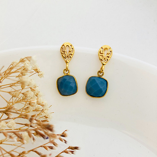 Kolczyki z niebieskim KAMIENIEM chalcedon Anemon Atelier
