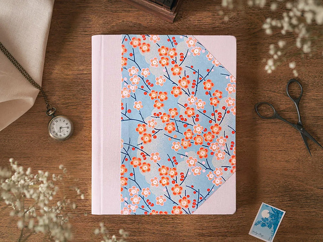 notatniki i albumy Elegancki notatnik, Japoński notes, Różowy notatnik w kwiaty