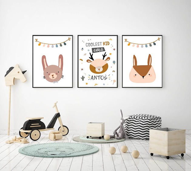 obrazy i plakaty do pokoju dziecięcego Zestaw 3 plakatów Coolest kid ever BOHO