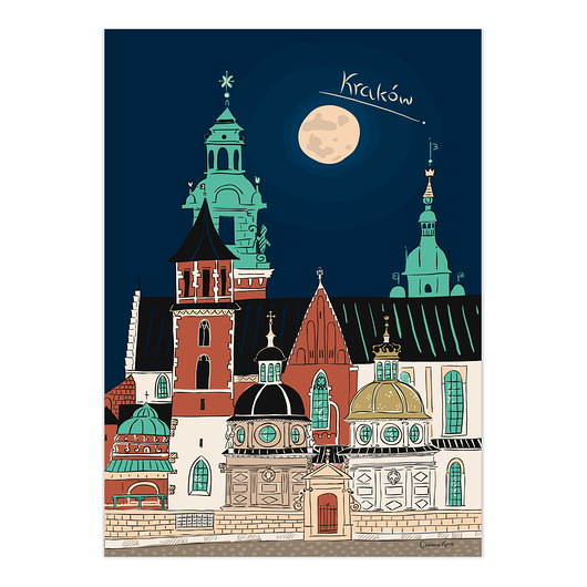 plakaty Plakat Kraków Wawel Katedra Noc