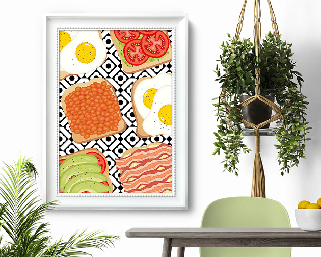 plakaty Plakat Idealne śniadanie na talerzu