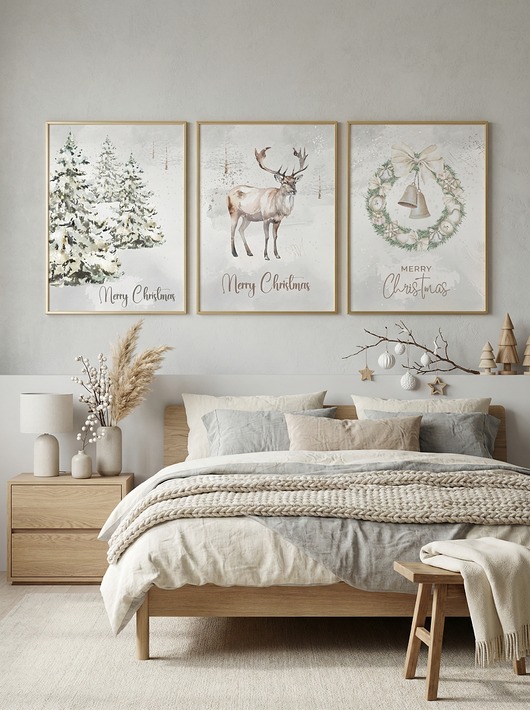 plakaty Zestaw 3 plakatów White wreath