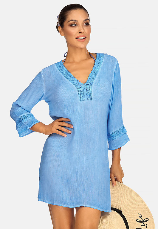 tuniki damskie Niebieska tunika damska Sukienka plażowa przed kolana