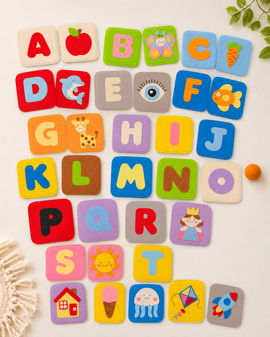 gry edukacyjne dla dzieci Filcowe Karty Montessori Alfabet Angielski dla Dzieci A-Z