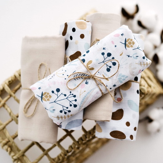 przewijaki i ręczniki dla dzieci Ulewajki pieluszki muślinowe 5-pak 39x39 cm OCEAN BEACH od BabyU