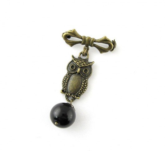 BLACK OWL - broszka by Matusevic