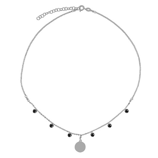 Srebrny naszyjnik choker z kołem czarne cyrkonie ATdiament