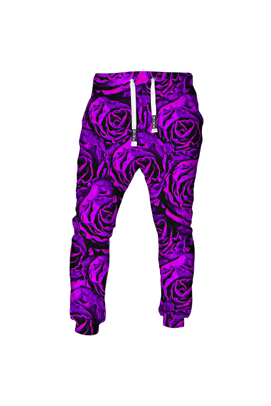 spodnie dresowe damskie DR.CROW Spodnie Fullprint Purple Roses