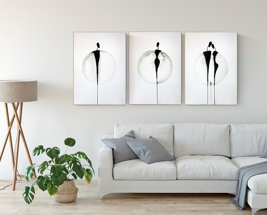 Zestaw 3 grafik 50x70 abstrakcja minimalizm Krystyna Siwek Art
