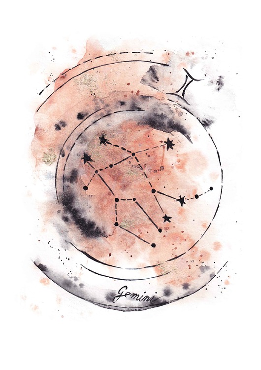 grafiki i ilustracje Gwiazdozbiór Bliźniąt Znak Zodiaku Bliźnięta GEMINI