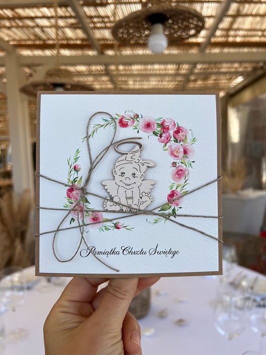 kartki scrapbooking Kartka na chrzest z kopertą