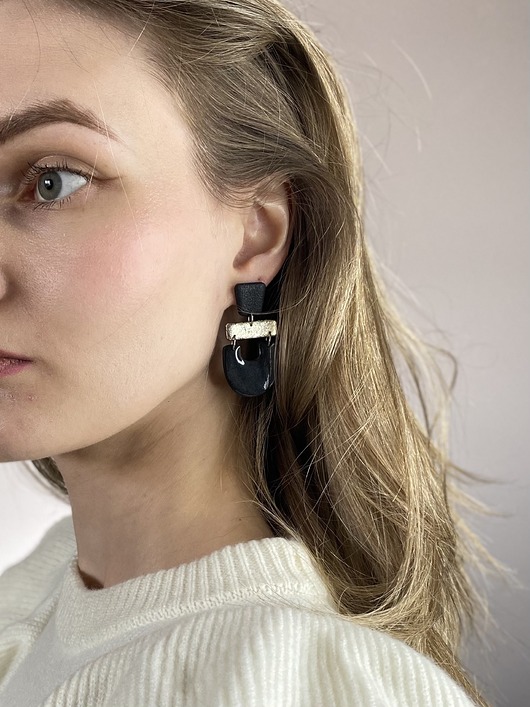 kolczyki z masy plastycznej Azteckie czarne kolczyki