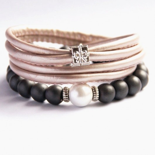 KOMPLET :: prezent idealny :: hematite & pearl kaktusia