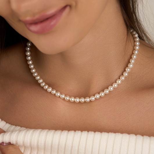chokery Choker naszyjnik perły-  srebro 925