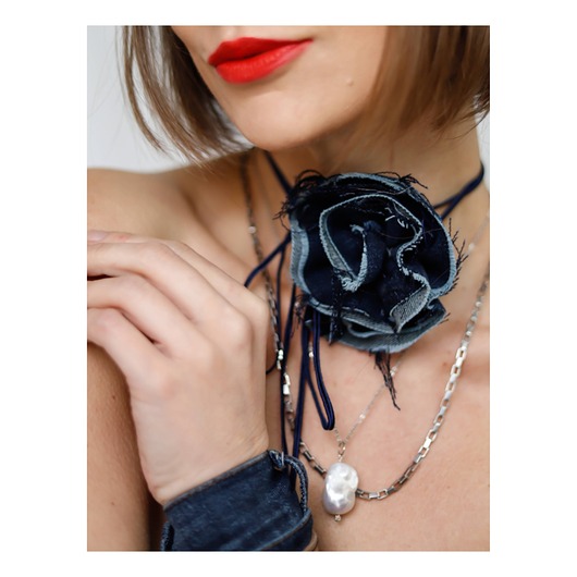 chokery Jeansowy choker