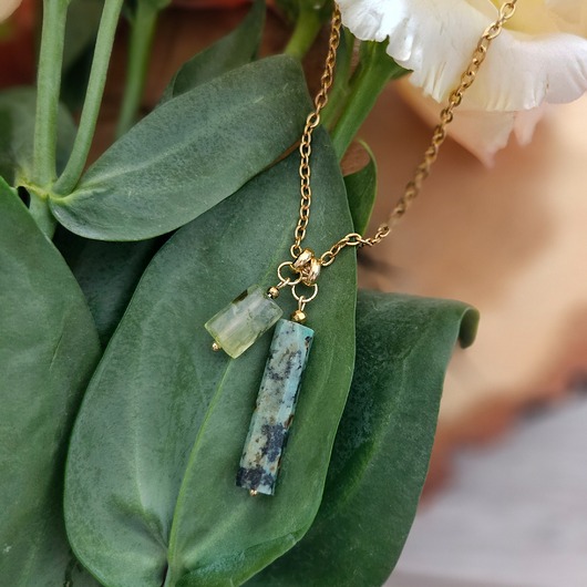 naszyjniki - inne Naszyjnik z turkusem afrykańskim i frenitem