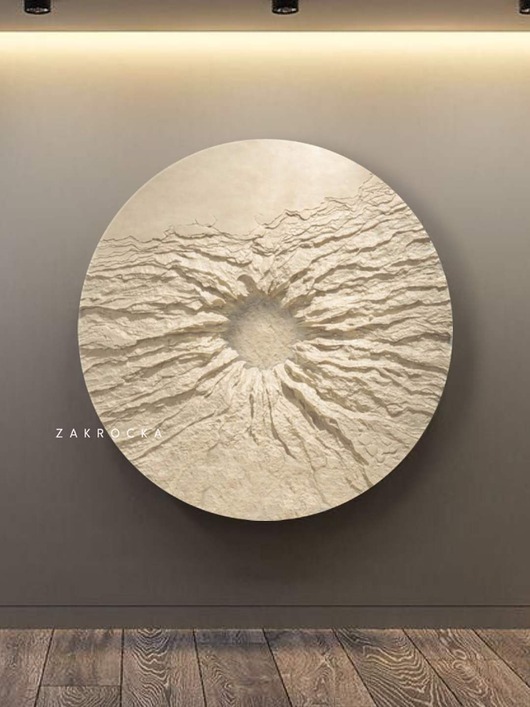 obrazy Obrazy okrągłe do salonu -  kość słoniowa / Mocna i gruba struktura