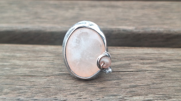pierścionki - różne Różowy kwarc - pierścionek regulowany